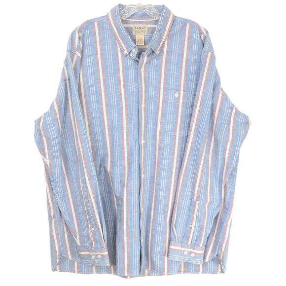 L.L. Bean Men's XL-Tall Blue Button Down Cotton Striped Shirt Traditional FIt - Picture 1 of 10